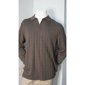 New Van Heusen Mens Polo Shirt  Long Sleeve Cotton Blend brown